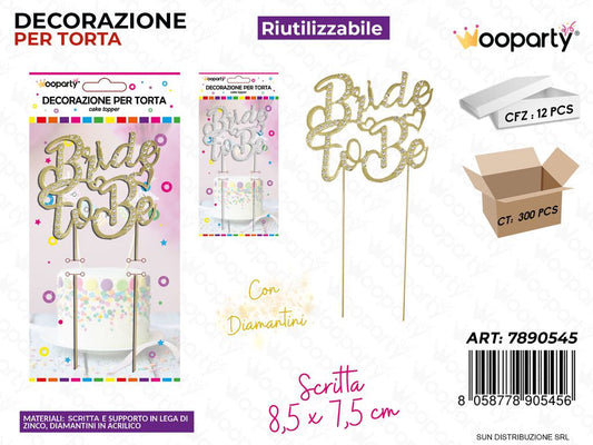DEC. PER TORTA BRIDE TO BE ASS. C/ BRILLANTINI /PZ DA 12**