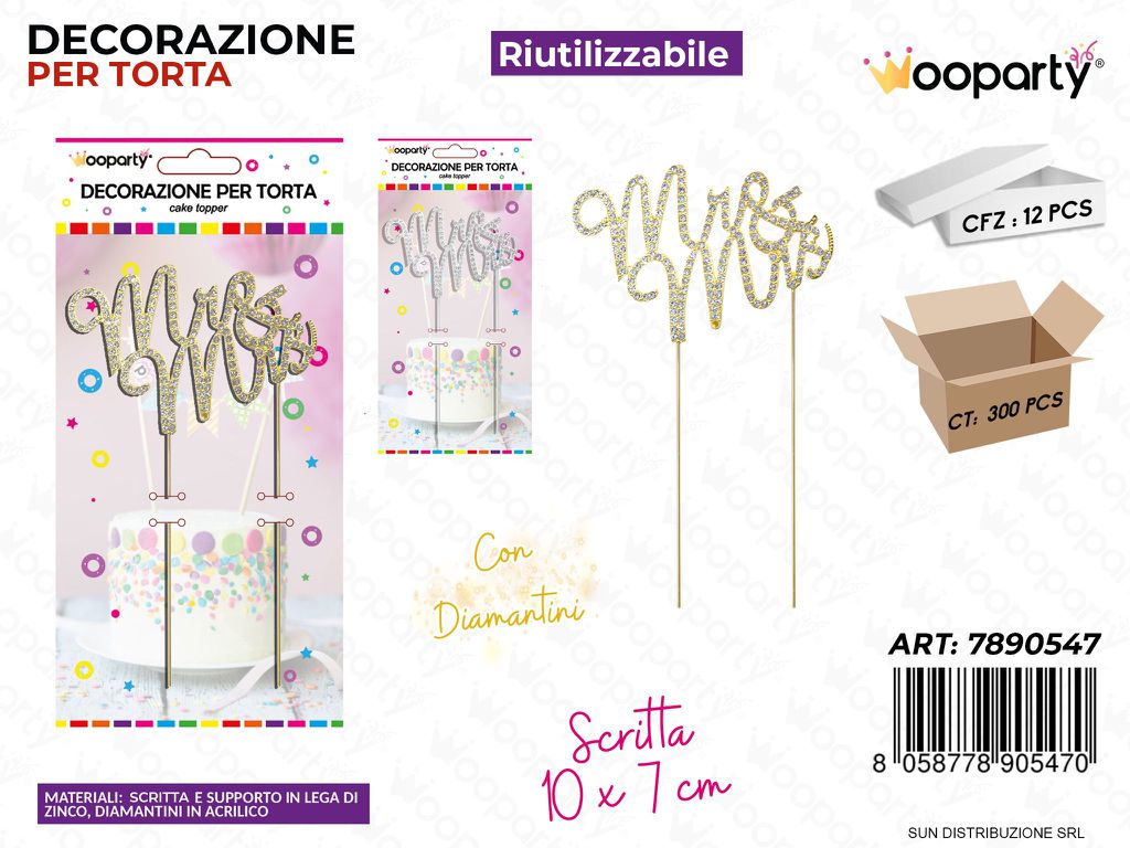 DEC. PER TORTA MR E MRS ASS. C/ BRILLANTINI /PZ DA 12**
