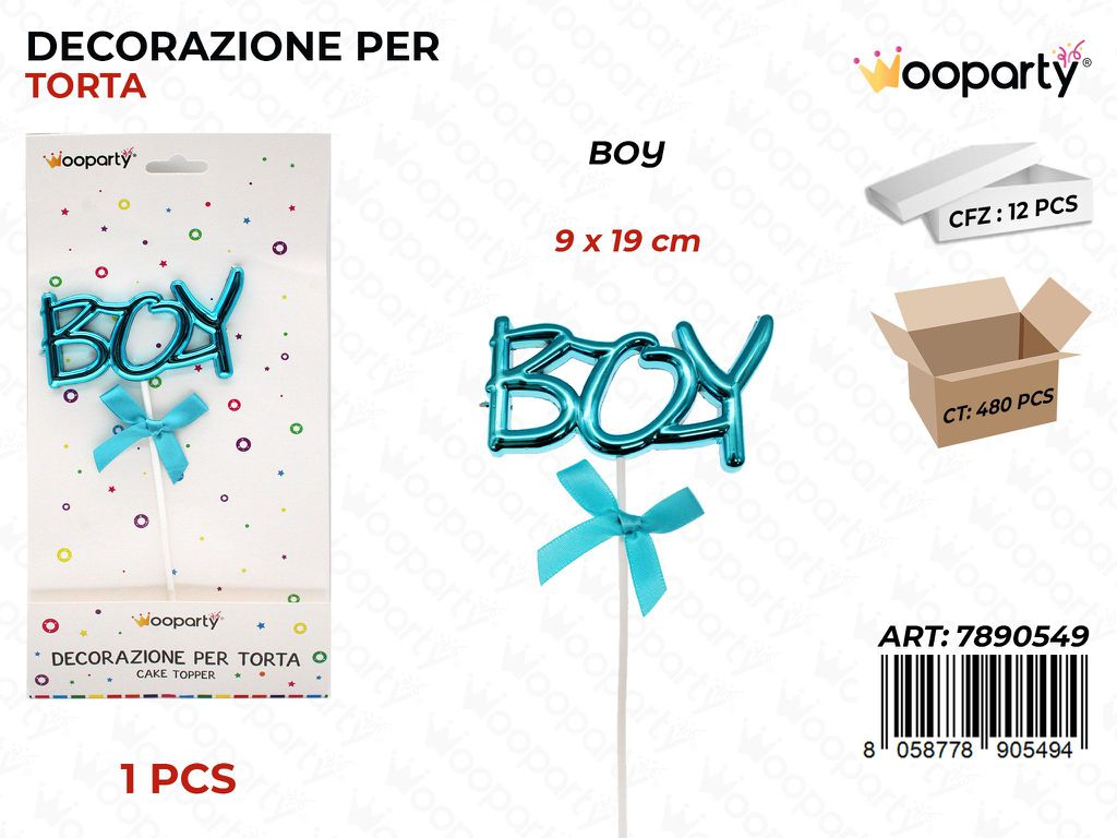 DEC. PER TORTA BOY  9*19CM /PZ DA 12**
