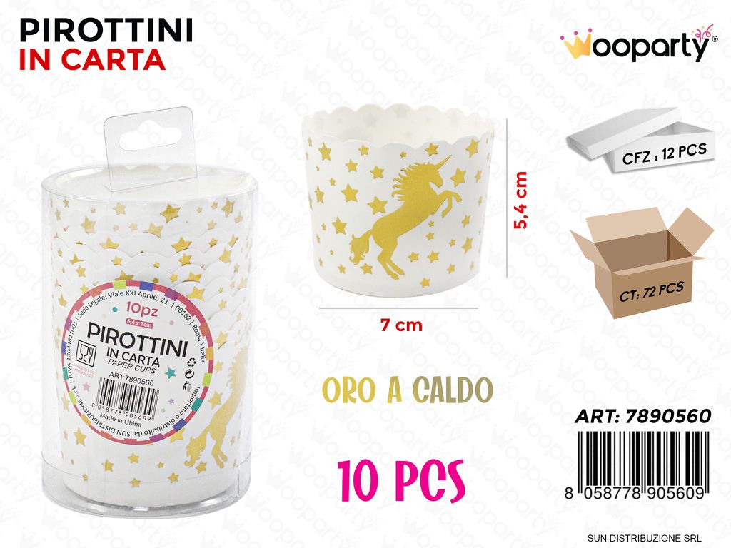 Pirottini in Carta Unicorn Oro 7*5.4CM 10PCS