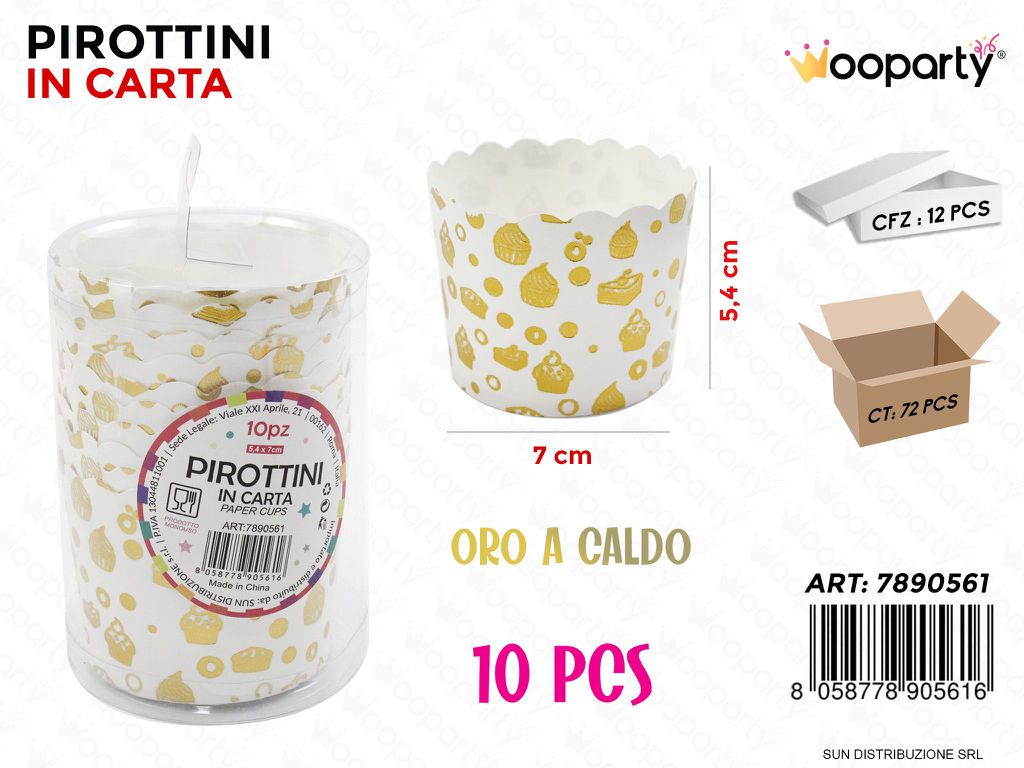 PIROTTINI IN CARTA DOLCI ORO 7*5.4CM 10PCS /PZ DA 12**
