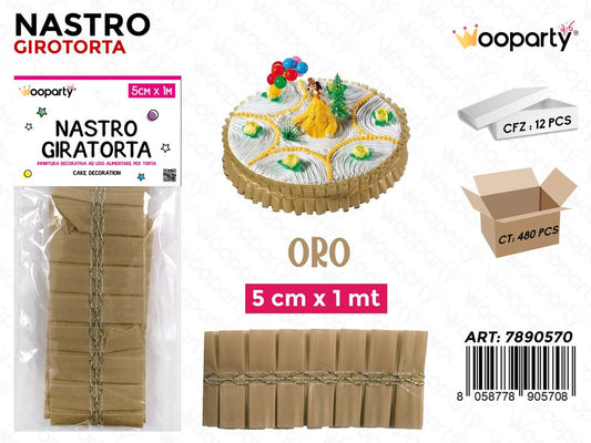 Dec. Nastro Giratorta Oro 5CM*1MT