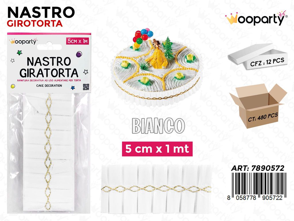 Dec. Nastro Giratorta Bianco 5CM*1MT