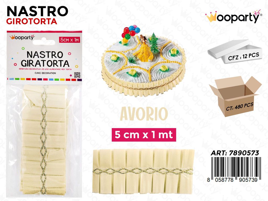 Dec. Nastro Giratorta Avorio 5CM*1MT