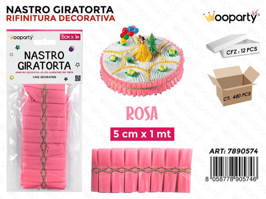 Dec. Nastro Giratorta Rosa 5CM*1MT