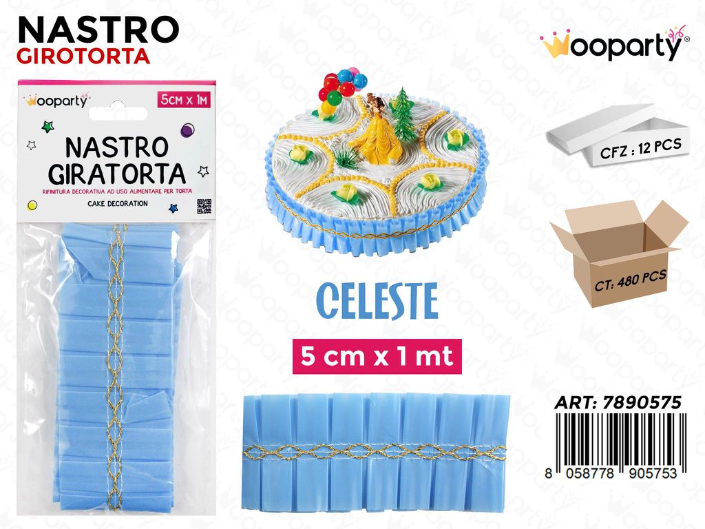 Dec. Nastro Giratorta Celeste 5CM*1MT