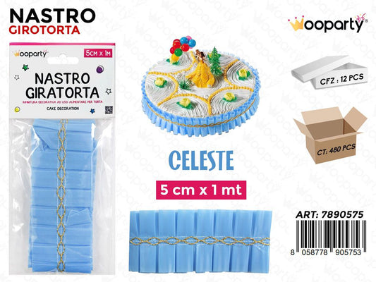 Dec. Nastro Giratorta Celeste 5CM*1MT