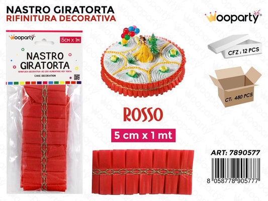Dec. Nastro Giratorta Rosso 5CM*1MT