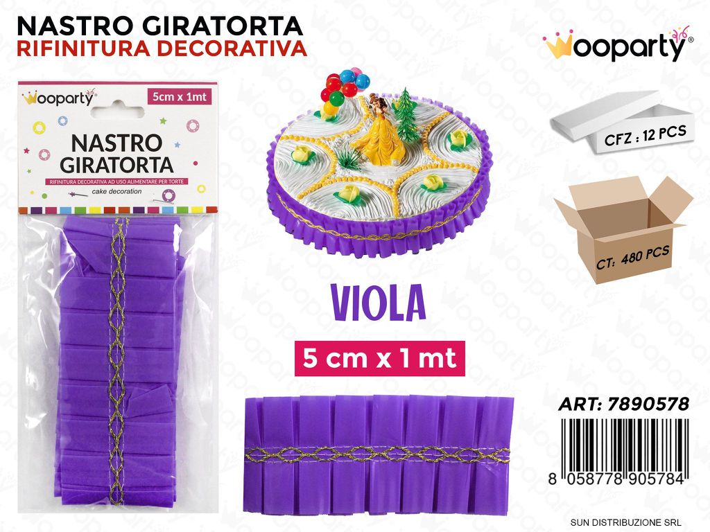 Dec. Nastro Giratorta Viola 5CM*1MT