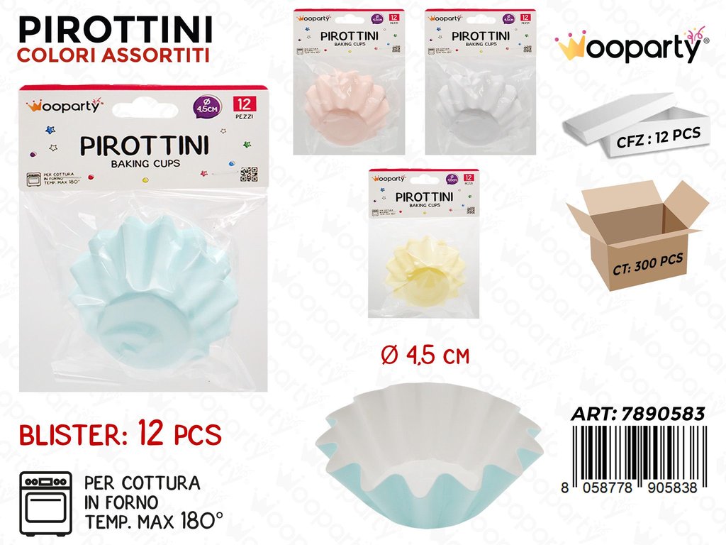 Wooparty Pirottini Carta Forno 12PCS Ass. D.4.5CM