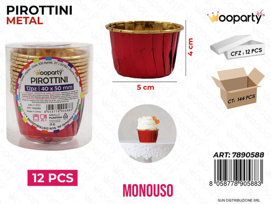 Pirottini Monouso ROSSO*ORO 5*4CM 12PCS