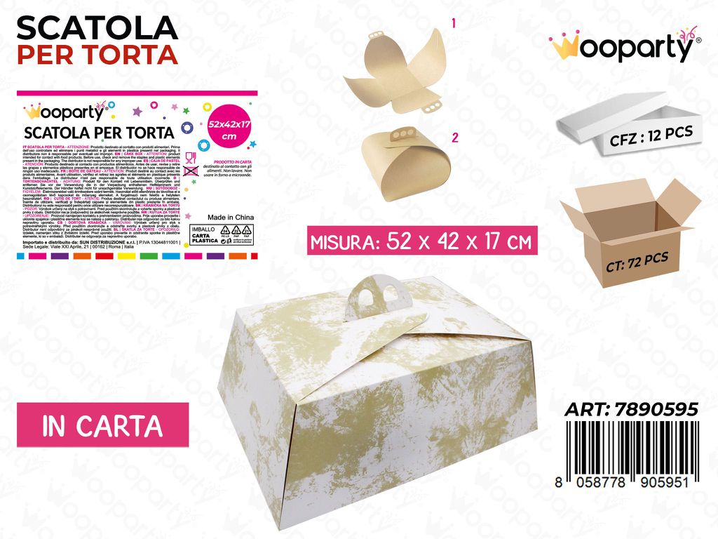 Wooparty Scatola per Torta 52*42*17CM