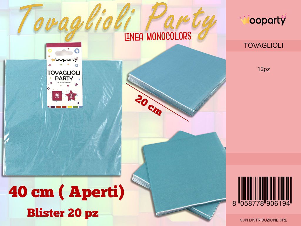 L. MONOCOLORS TOVAGLIOLI CELESTE 20PC- 40CM /PZ DA 12**
