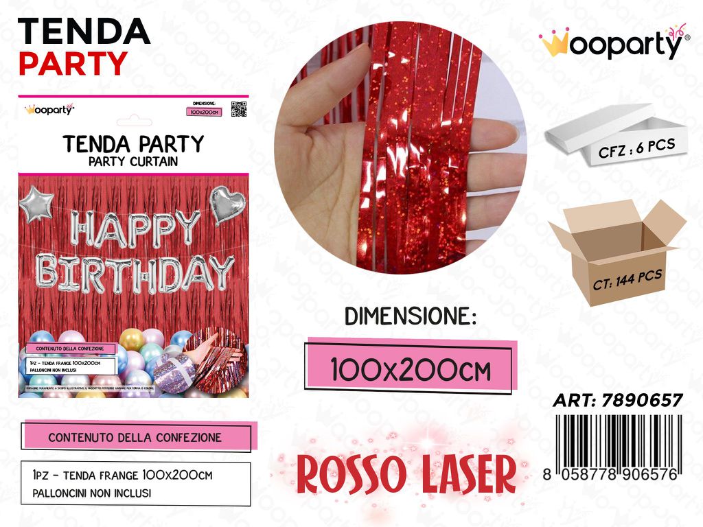 TENDA PARTY ROSSO LASER 100*200CM /PZ DA 6**