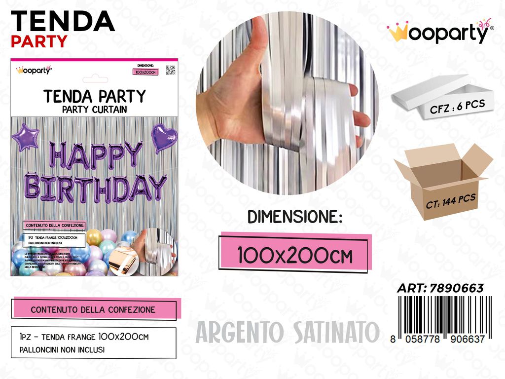 TENDA PARTY ARGENTO SATINATO 100*200CM /PZ DA 6**