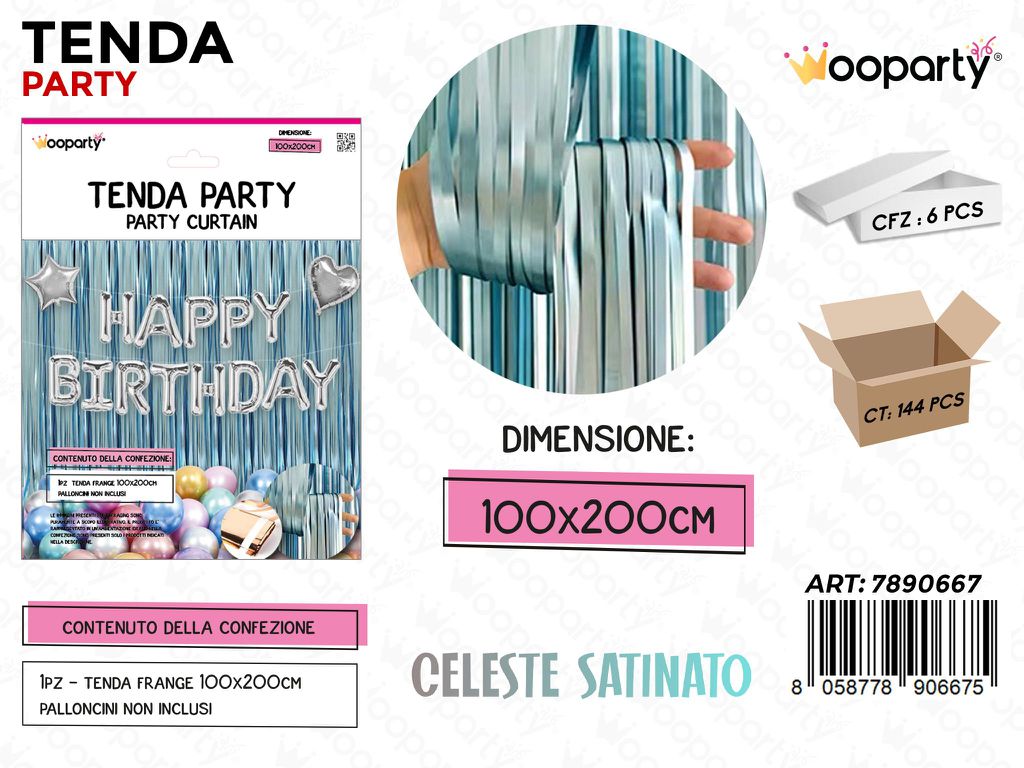TENDA PARTY CELESTE SATINATO 100*200CM /PZ DA 6**