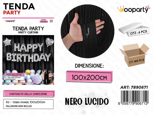 TENDA PARTY NERO LUCIDO 100*200CM /PZ DA 6**