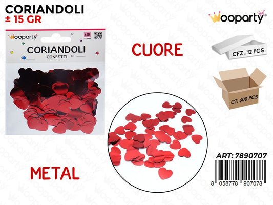 CORIANDOLI CUORE ROSSO  METAL 15GR /PZ DA 12**