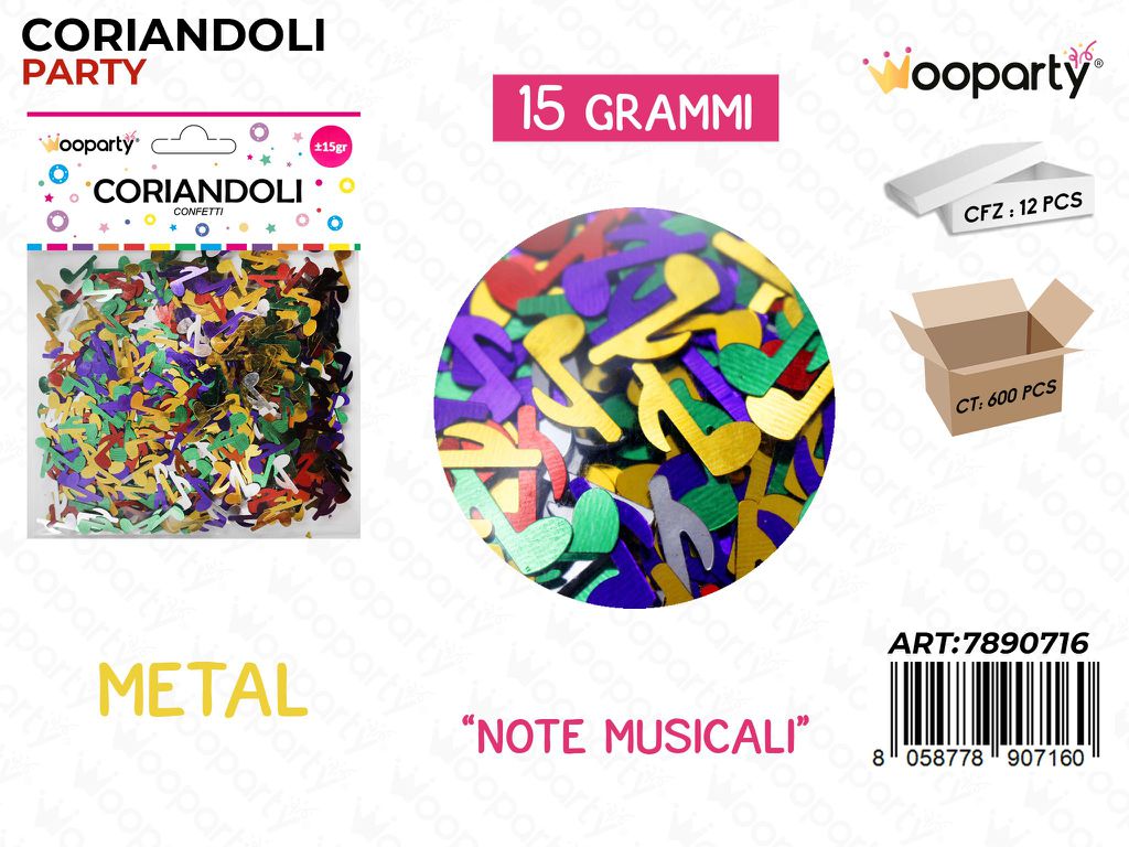 CORIANDOLI ASS. METAL NOTE MUSICALI 15GR /PZ DA 12**