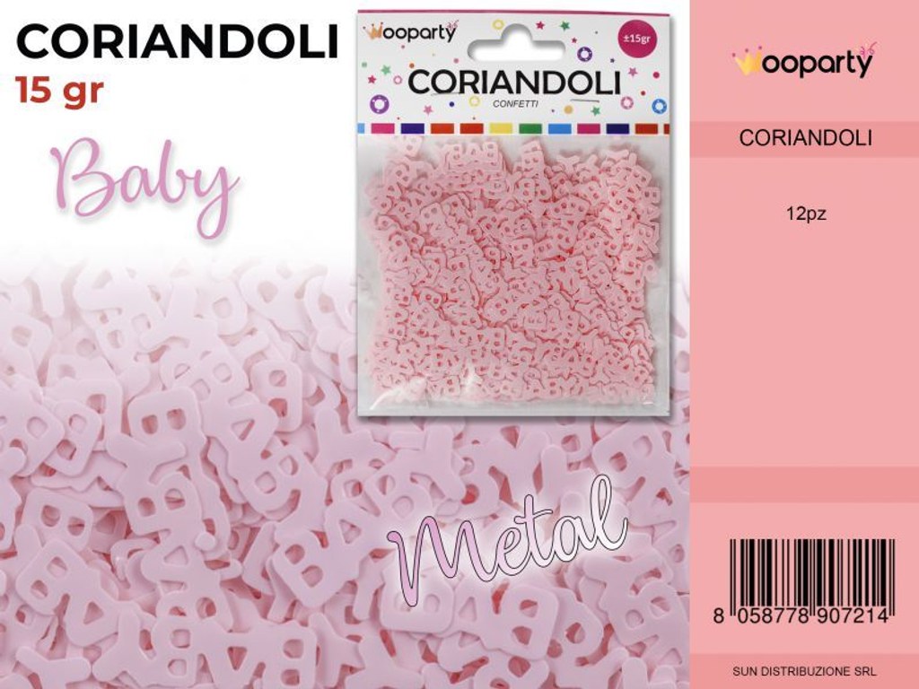 CORIANDOLI BABY ROSA METAL  15GR /PZ DA 12**