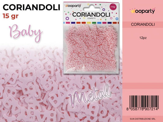 CORIANDOLI BABY ROSA METAL  15GR /PZ DA 12**