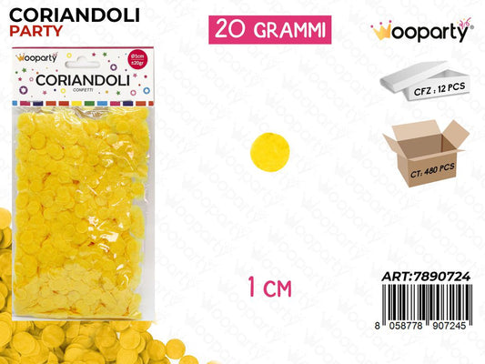 CORIANDOLI ROTONDI GIALLI D.1 CM 20GR /PZ DA 12**