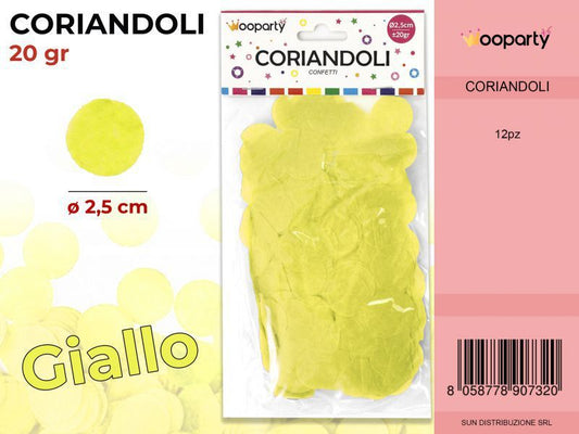 CORIANDOLI ROTONDI GIALLI D.2.5 CM 20GR /PZ DA 12**
