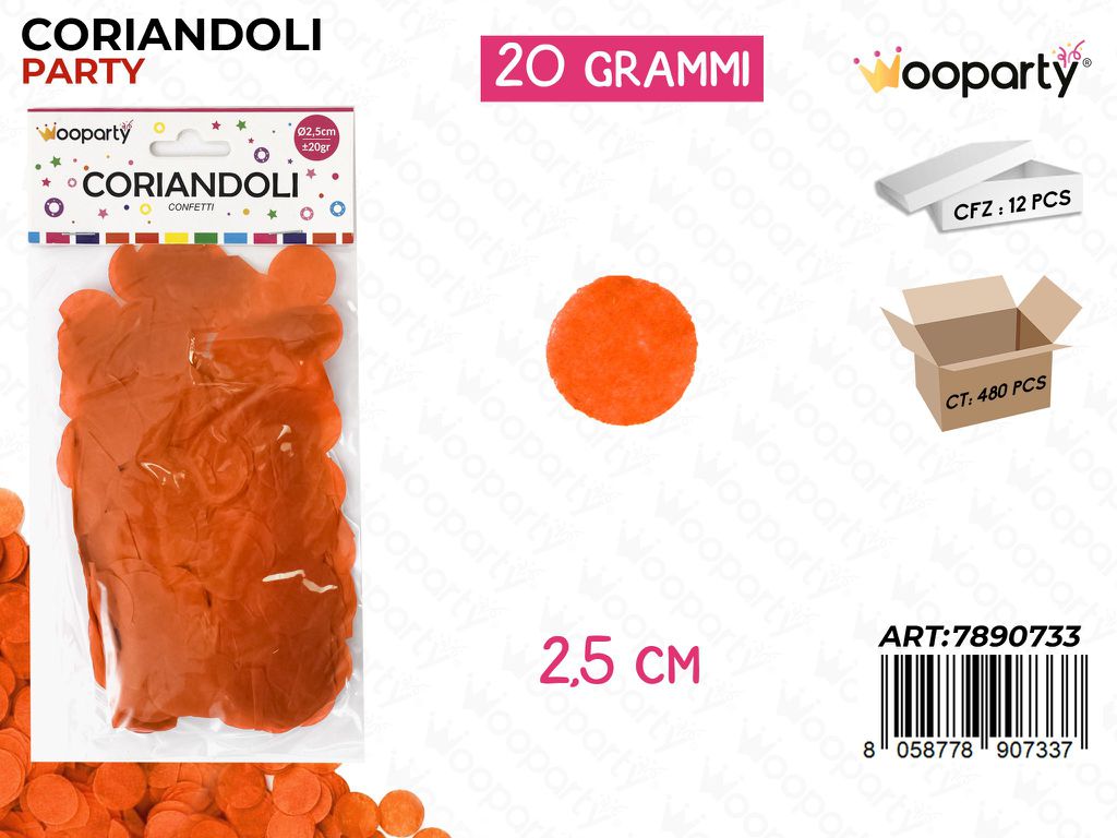CORIANDOLI ROTONDI ARANCIO D.2.5 CM 20GR /PZ DA 12**