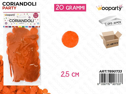 CORIANDOLI ROTONDI ARANCIO D.2.5 CM 20GR /PZ DA 12**