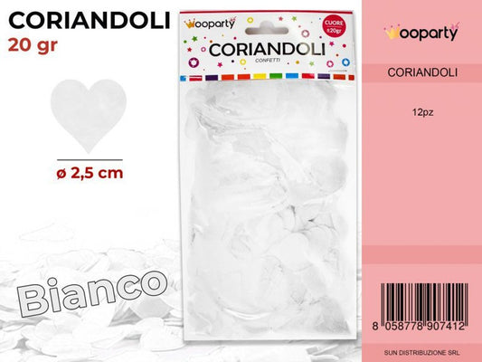 CORIANDOLI CUORI  BIANCHI D.2.5 CM 20GR /PZ DA 12**