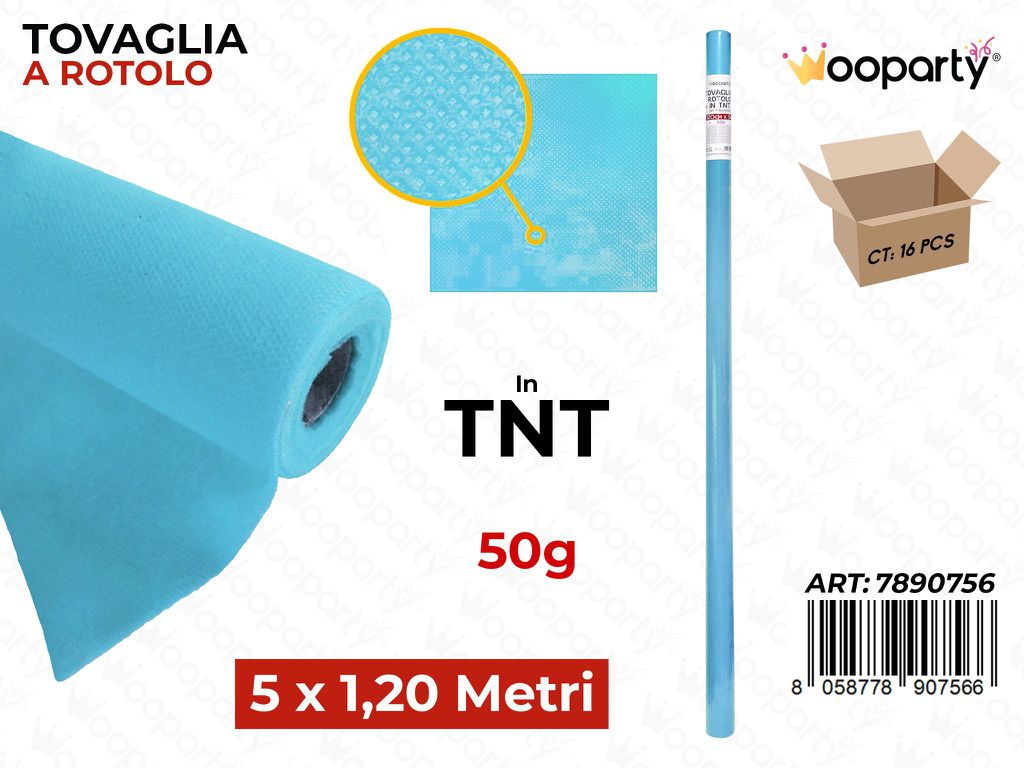 TOVAGLIA A ROTOLO IN TNT CELESTE 5*1.20 MT 50G /PZ DA 16**