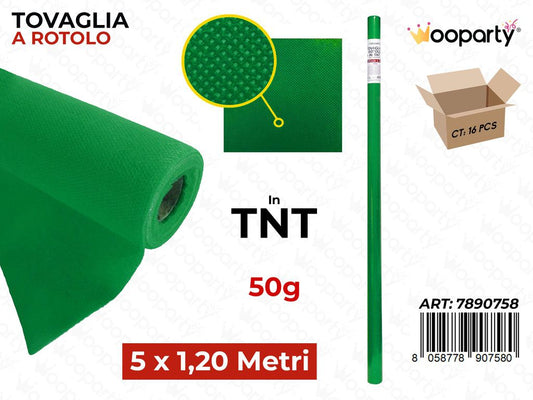 TOVAGLIA A ROTOLO IN TNT VERDE 5*1.20 MT 50G /PZ DA 16**