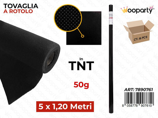 TOVAGLIA A ROTOLO IN TNT NERO 5*1.20 MT 50G /PZ DA 16**