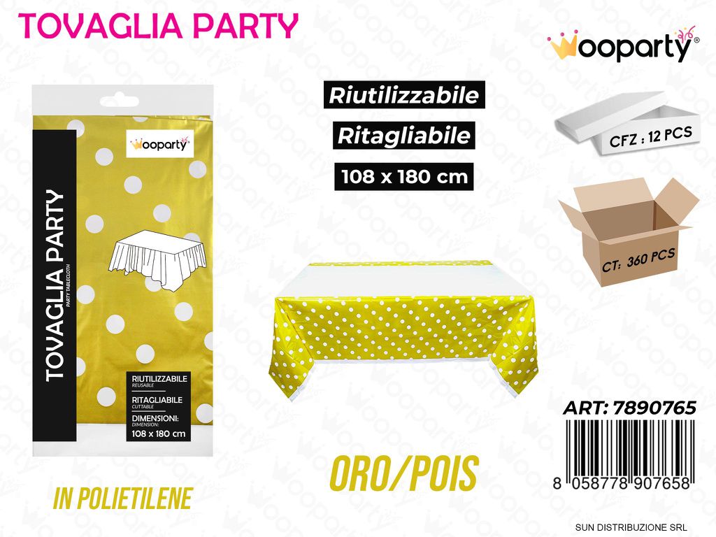 TOVAGLIA PARTY ORO POIS RIUT. 108*180CM /PZ DA 12**