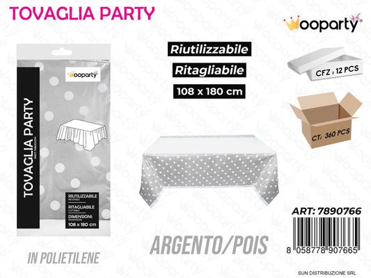 TOVAGLIA PARTY ARG. POIS RIUT. 108*180CM /PZ DA 12**