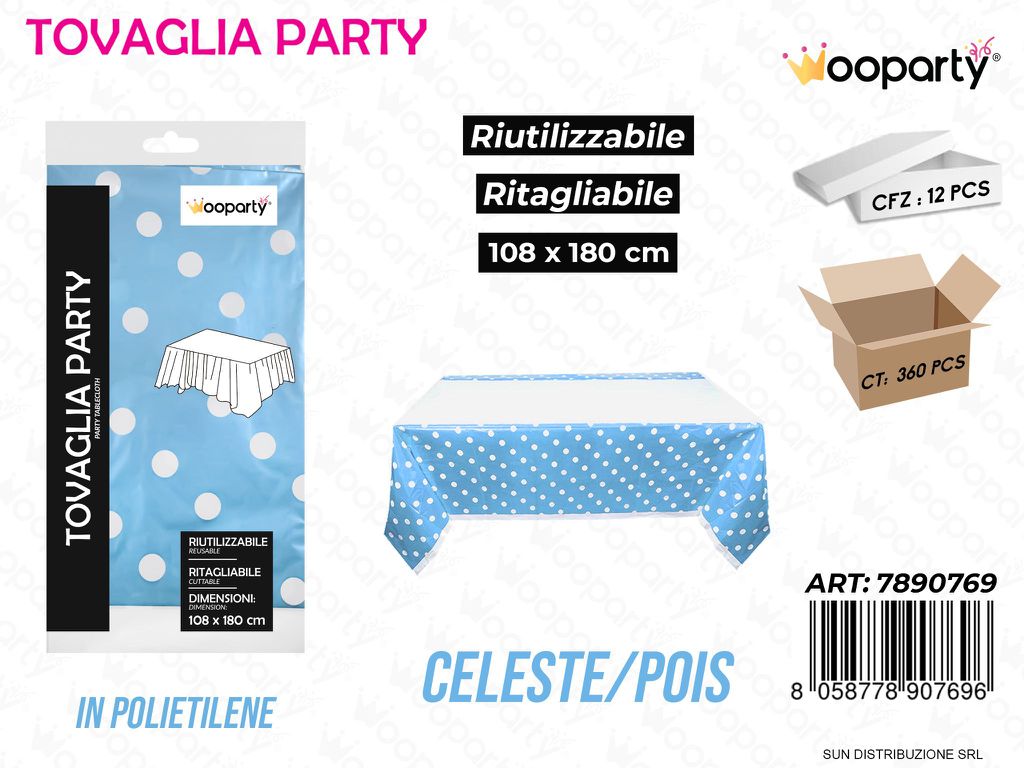 TOVAGLIA PARTY CEL. POIS RIUT. 108*180CM /PZ DA 12**