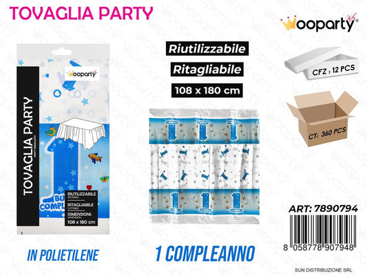 TOVAGLIA PARTY 1ANNO BOY RIUT. 108*180CM /PZ DA 12**