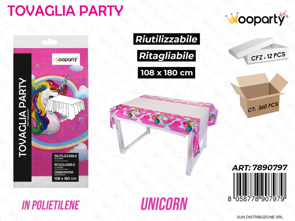 TOVAGLIA PARTY UNICORN RIUT. 108*180CM /PZ DA 12**