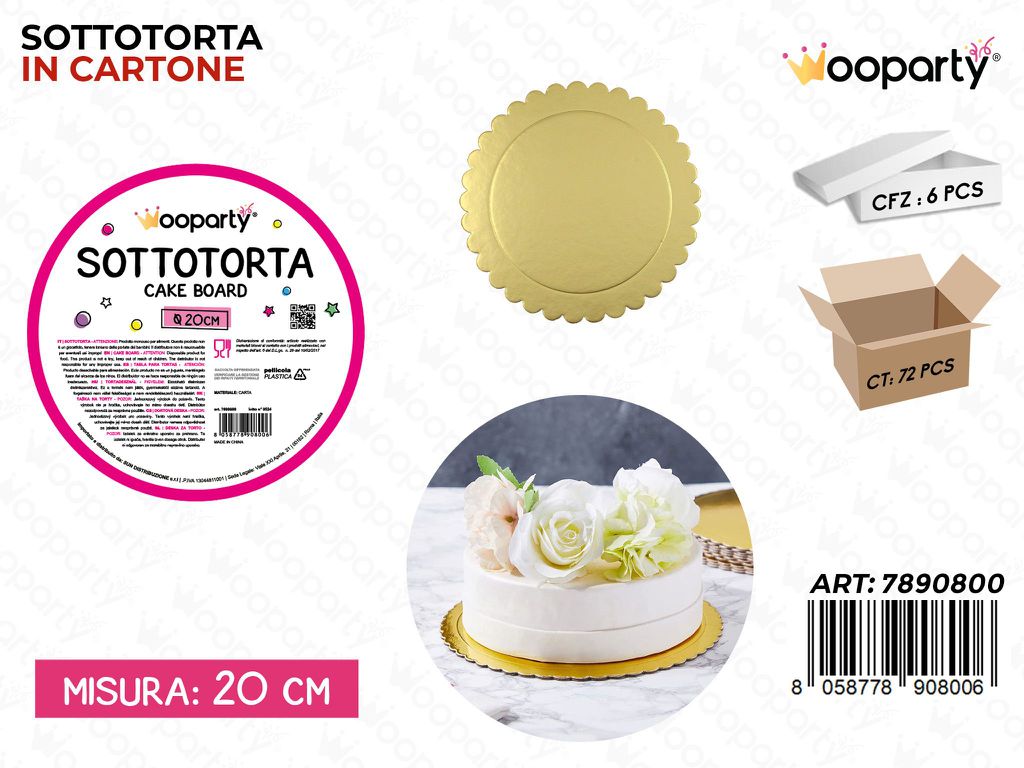 Sotto Torta in Cartone Oro D.20CM