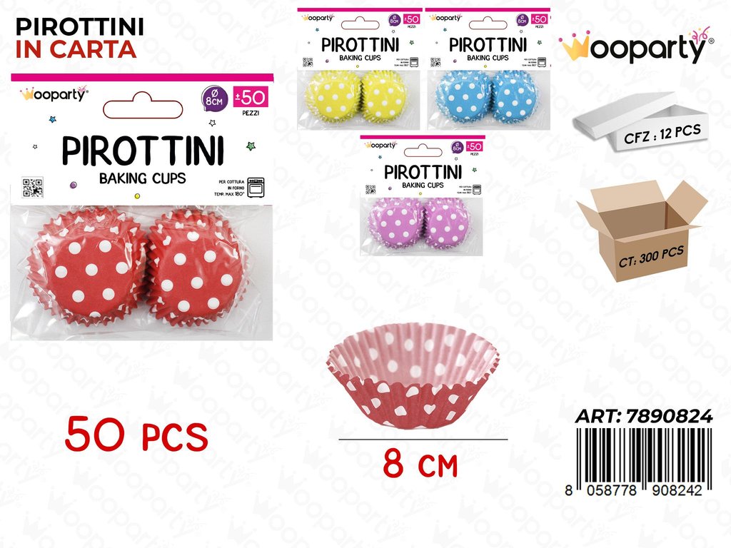 Pirottini A Pois Col. Ass. D.8Cm H.2.5Cm 50Pc