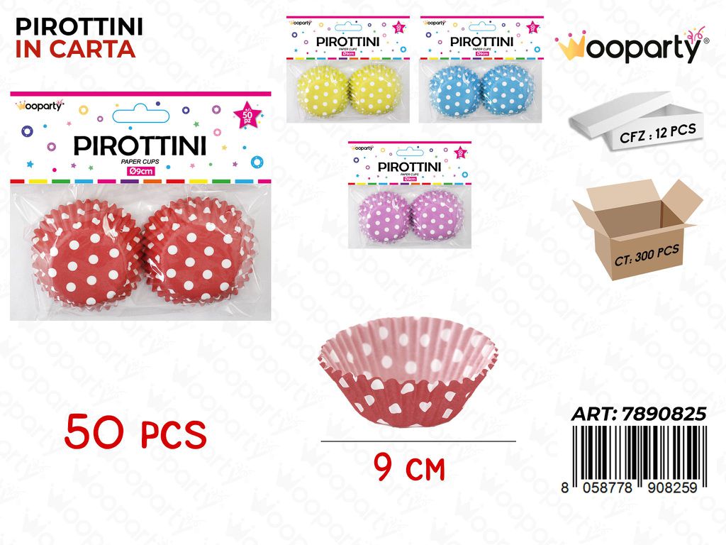 Pirottini A Pois Col. Ass. D.9Cm H.2.5Cm 50Pc