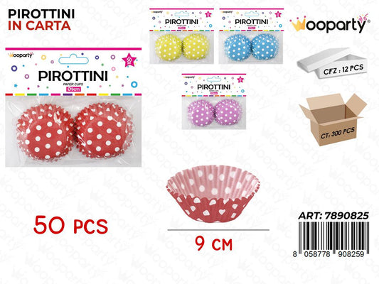 Pirottini A Pois Col. Ass. D.9Cm H.2.5Cm 50Pc