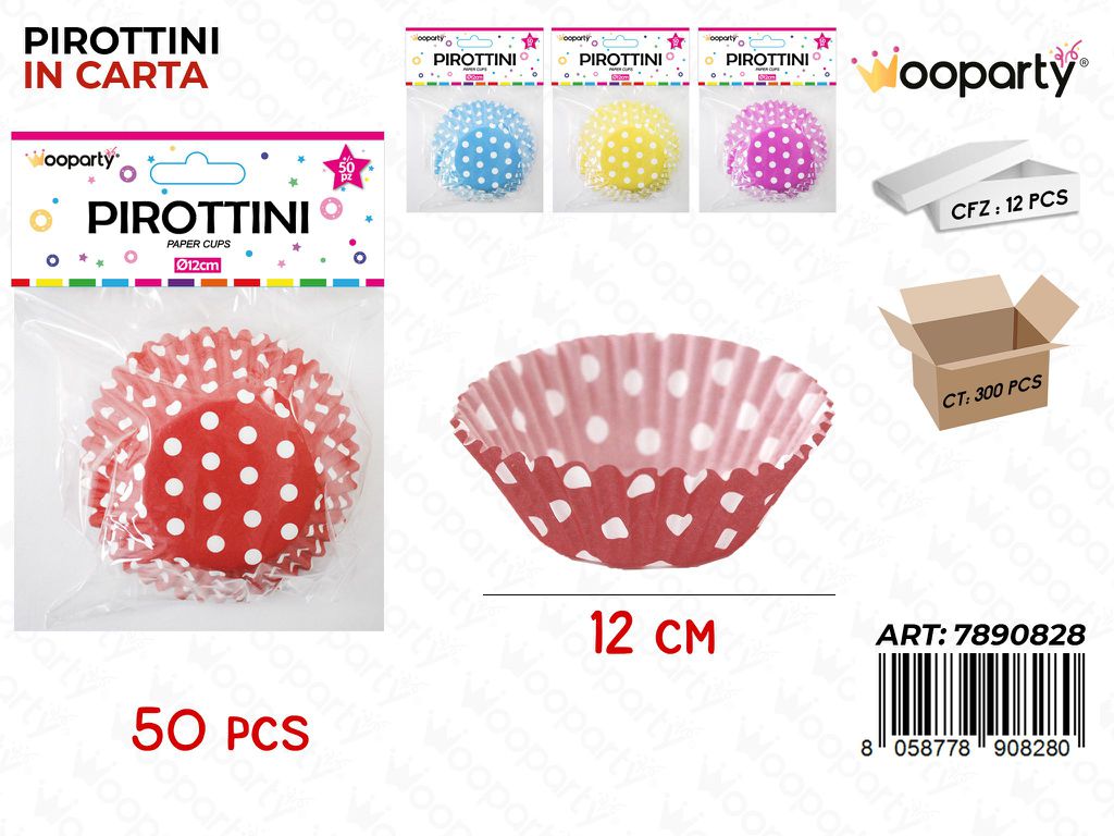Pirottini A Pois Col. Ass. D.12Cm H.3Cm 50Pc