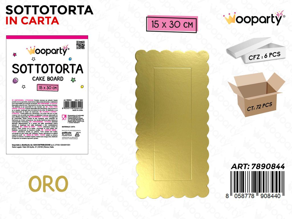 Sottotorta in Carta Oro Rett. 15*30CM