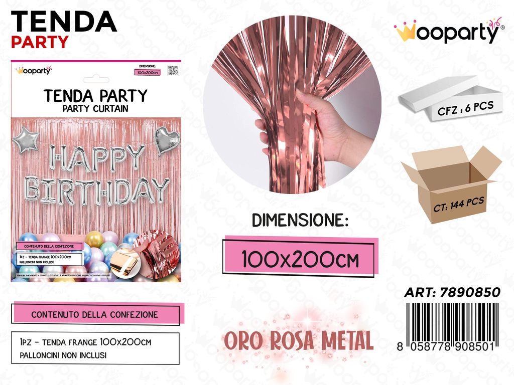 TENDA PARTY ORO ROSA METAL 100*200CM /PZ DA 6**