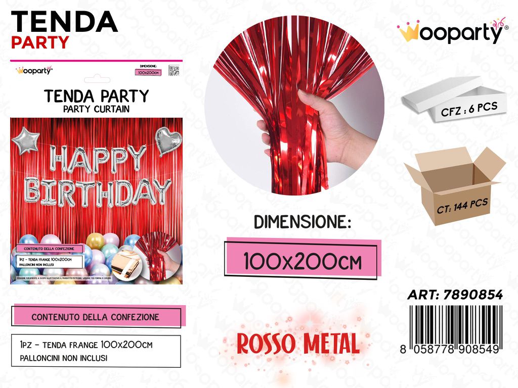 TENDA PARTY ROSSO METAL 100*200CM /PZ DA 6**