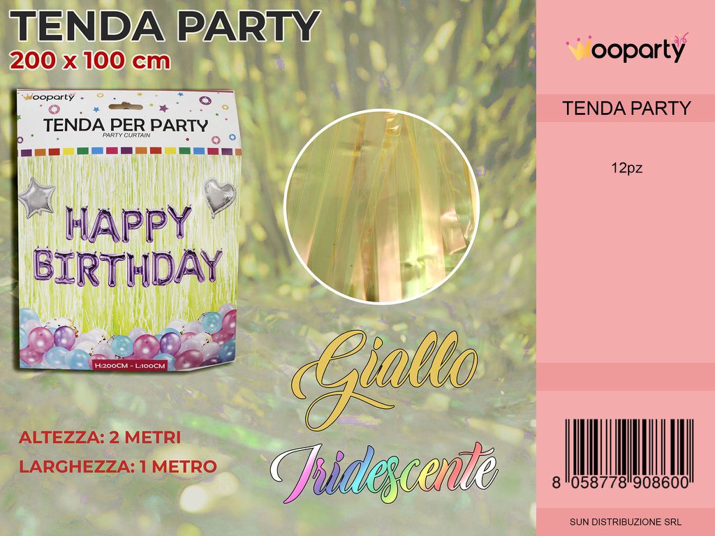 TENDA PARTY GIALLO IRIDESCENTE 200*100CM /PZ DA 12**