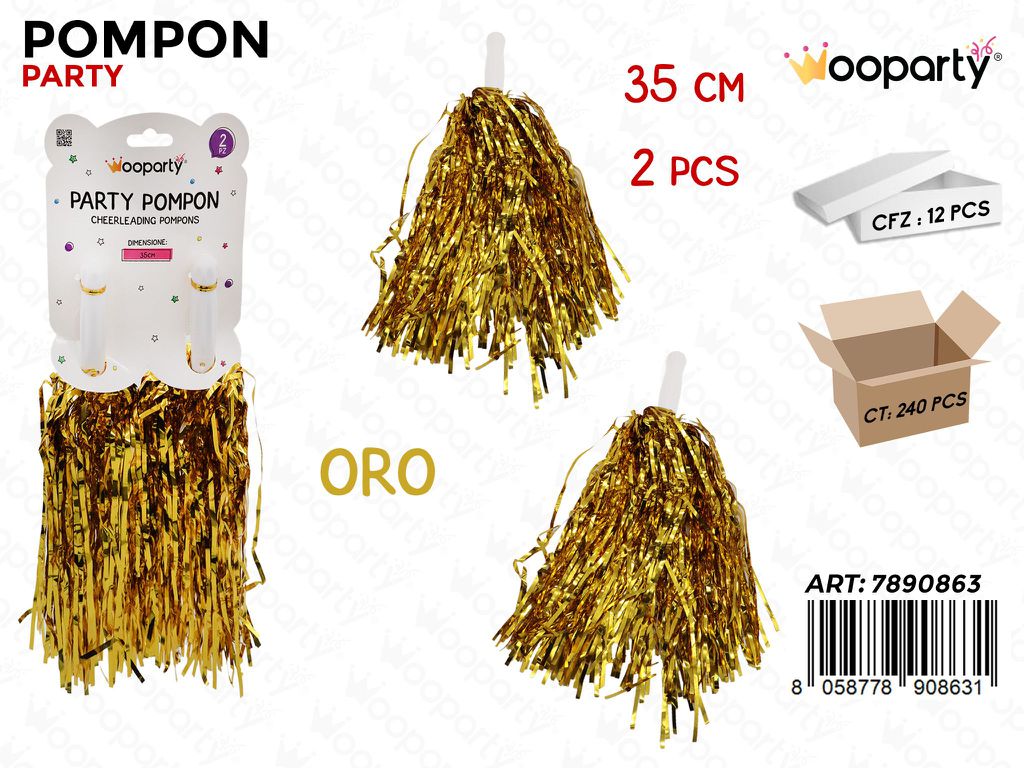 POMPON PARTY ORO 2PCS 35CM  /PZ DA 12**