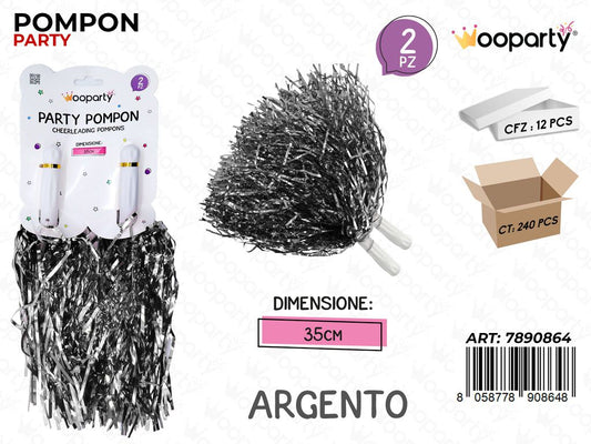 POMPON PARTY ARGENTO 2PCS 35CM /PZ DA 12**