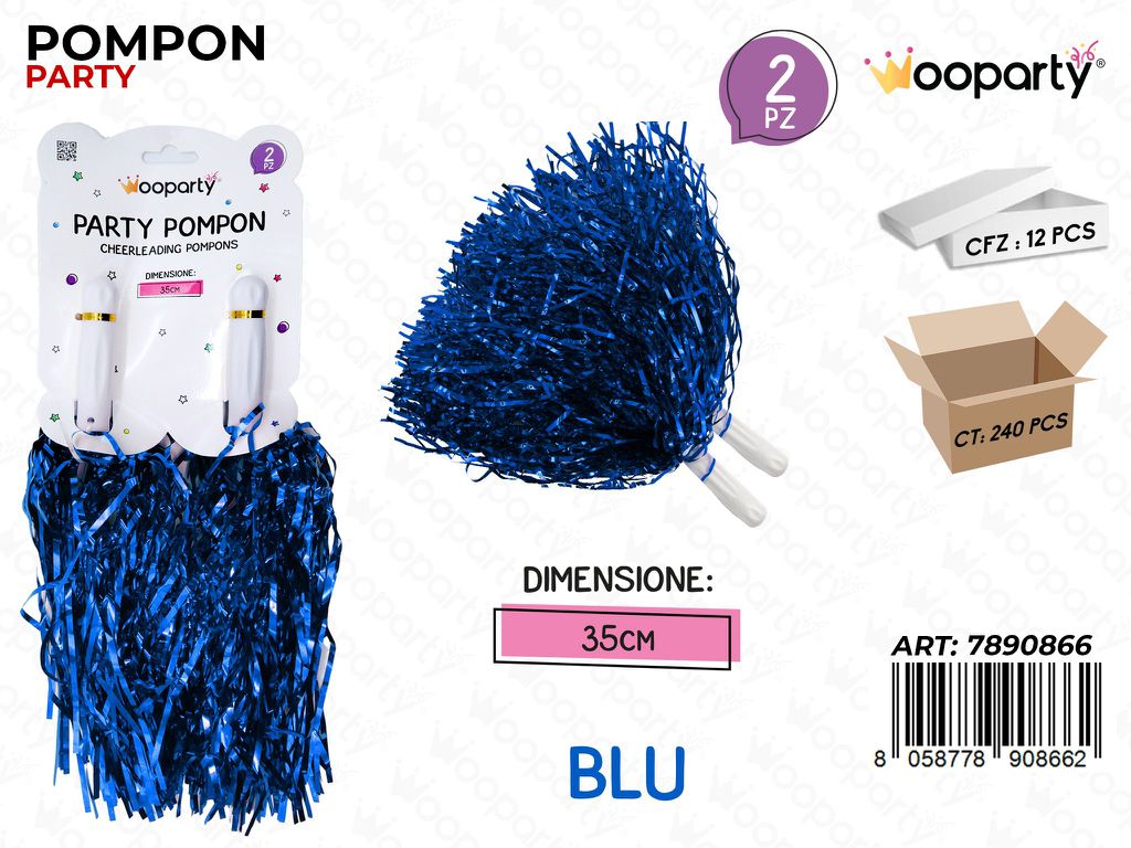 POMPON PARTY BLU 2PCS 35CM /PZ DA 12**